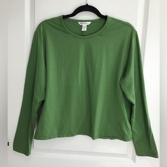 Athleta Tops - Athleta Top Womens L Baja Green Essential Crew Neck Long Sleeves Activewear